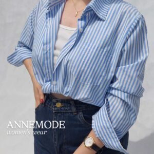 شومیز راه راه تک جیب کد 0066